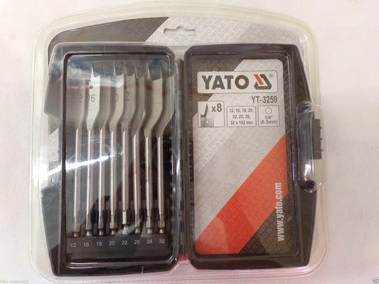 Yato 8-er Set Flachfräsbohrer Flach Bohrer Fräsbohrer Holz 12-32x 152mm 8 Stück - Flex-Autoteile