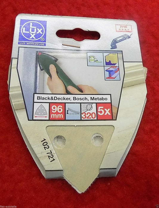 Schleifpapier für Black&Decker Bosch Metabo Dreieckschleifer 320 Korn 96 mm LUX - Flex-Autoteile