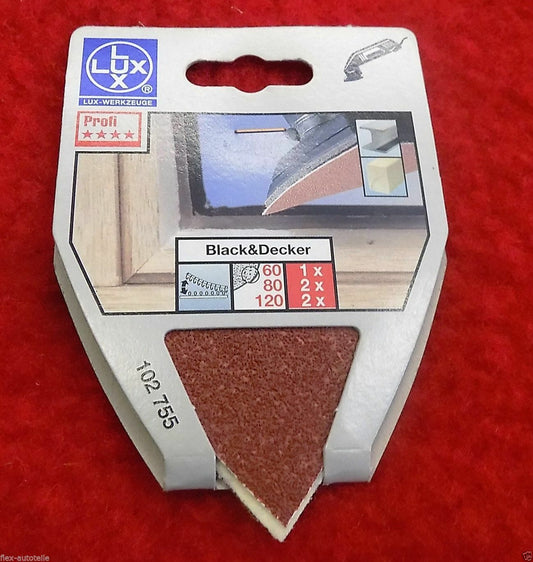 Schleifpapier 3 versch. 60- 80 -120 Körnung Black&Decker LUX Dreieckschleifer - Flex-Autoteile