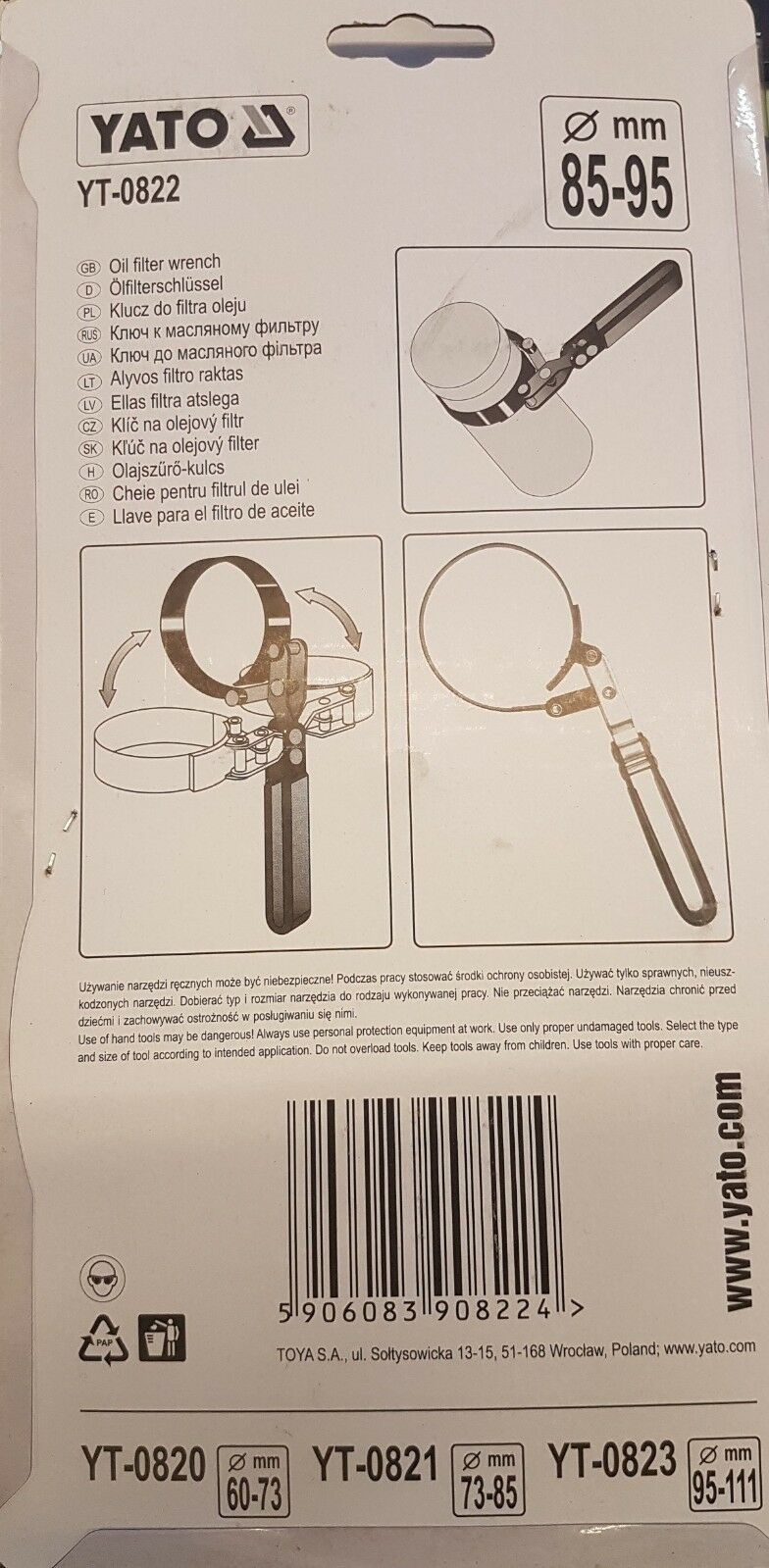 Yato Stahlband-Gelenk-Ölfilterschlüssel Ø 85-95mm Ölfilterband Bandschlüssel - Flex-Autoteile