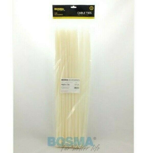 100 Stück Kabelbinder Weiß 7,6 x 450mm Kunststoff Strapsband Zurrband max 50kg - Flex-Autoteile