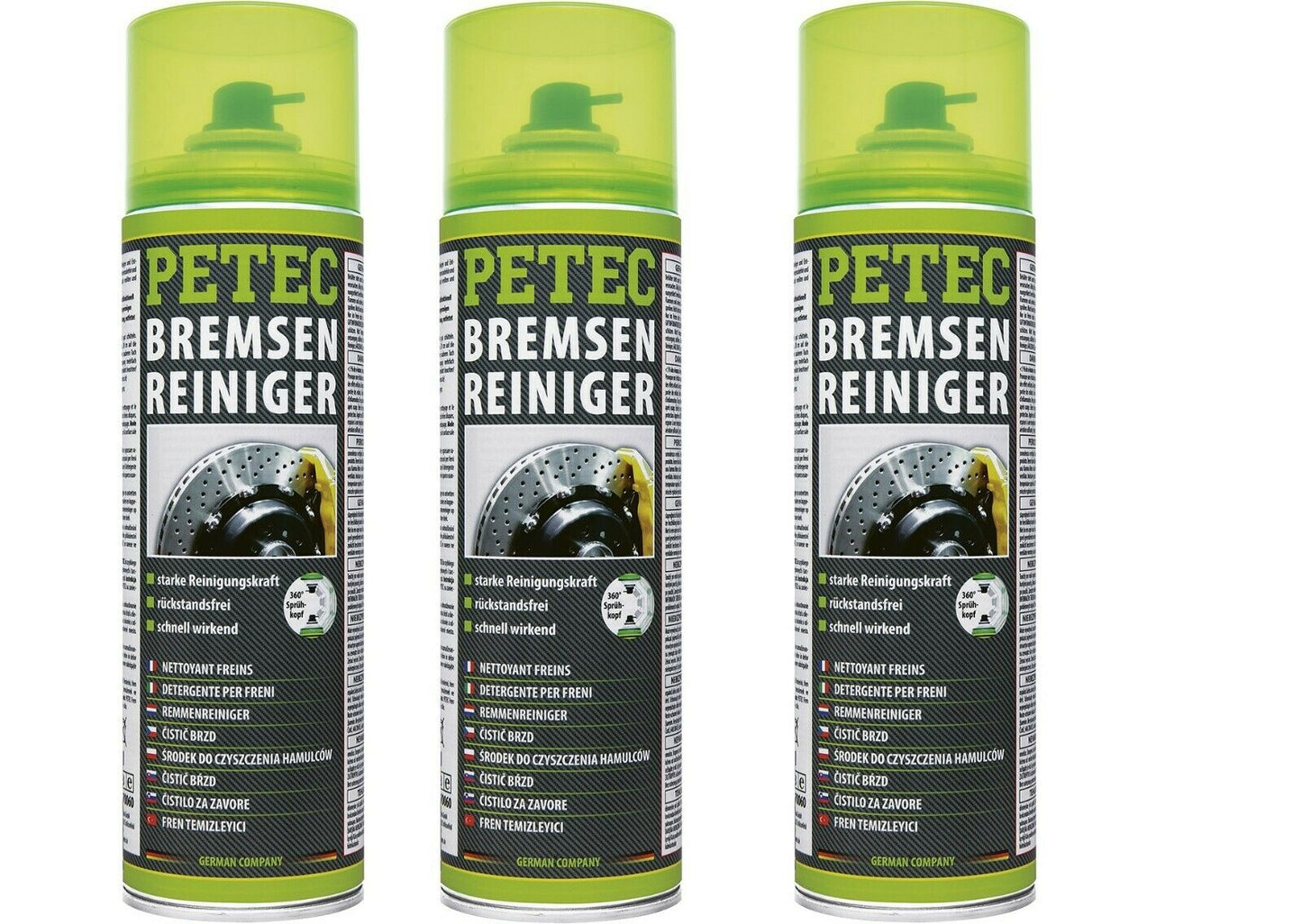 3x PETEC Bremsenreiniger 500ml Spray schnellwirkend rückstandsfrei starke Kraft - Flex-Autoteile
