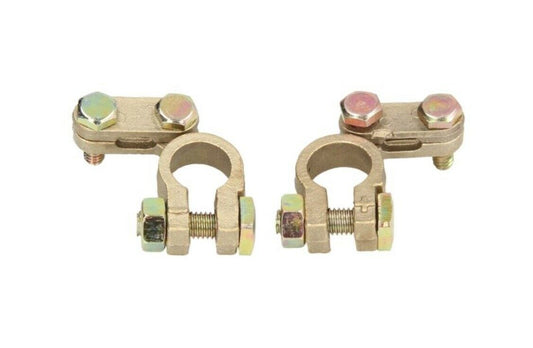 Batterieklemme 2 Stk + Auto Batterie Anschluss Pol PKW KFZ Verbinder M10 Muttern - Flex-Autoteile