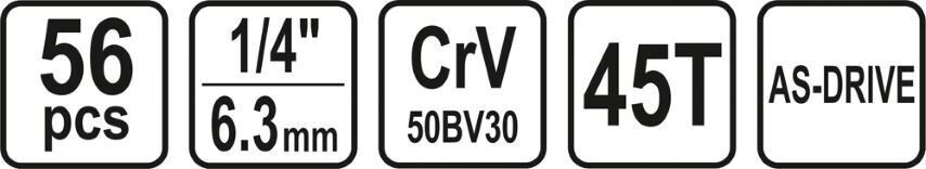 STHOR 56tlg. Steckschlüssel-Satz 1/4" Knarrenkasten Ratschenkasten Werkzeug