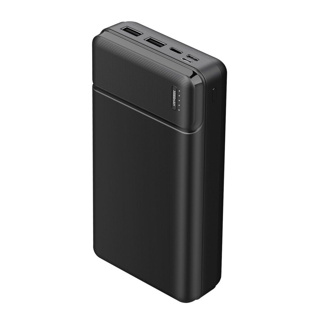 Powerbank Ladegerät 30000mAh 2x USB USB-C für alle Handys Schwarz Li-Poly Akku