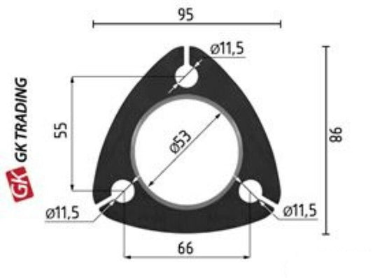 Exhaust connector muffe 3er flange plate plate cat adapter diameter 50mm VW Golf