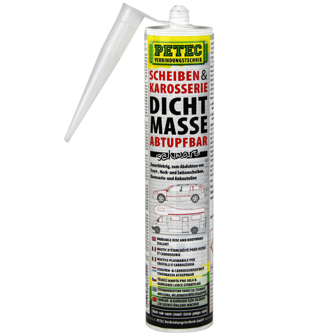 PETEC 83300 Scheibenklebstoff Karosserieklebstoff Dichtmasse abtupfbar schwarz