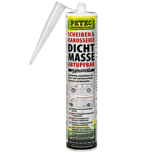 PETEC 83300 Scheibenklebstoff Karosserieklebstoff Dichtmasse abtupfbar schwarz