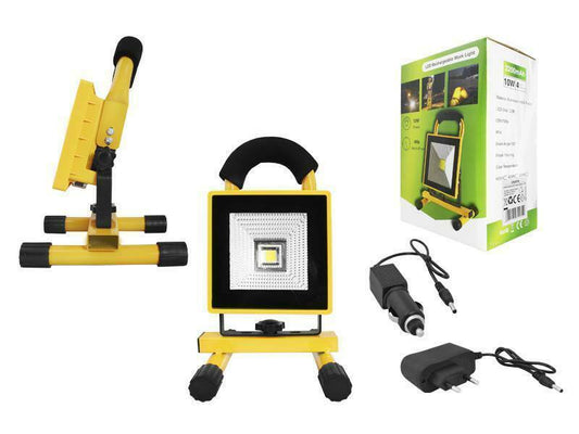 LED COB Baulampe 10W 6000K Akku Baustrahler Außenlampe Arbeitslampe IP44 Ständer - Flex-Autoteile