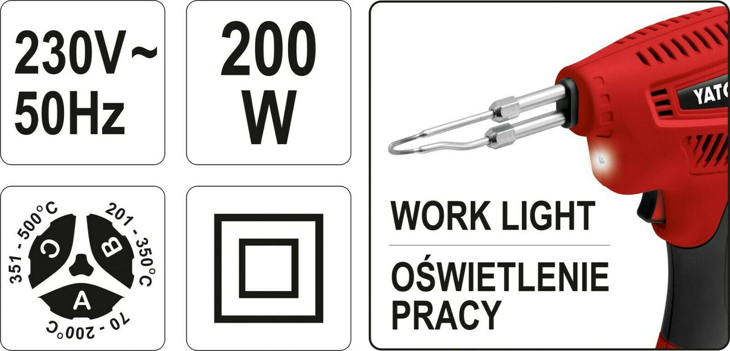 Yato Lötpistole 200W Lötset Lötgerät Lötkolben Systemkoffer YT-82451