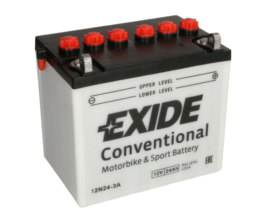 EXIDE 12N24-3A Motorradbatterie 220A 24Ah für Rasentraktor/mäher