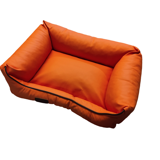 Hundebett Hundekorb Hundekissen Hundesofa Liegeplatz Kunstleder Gr. S Orange