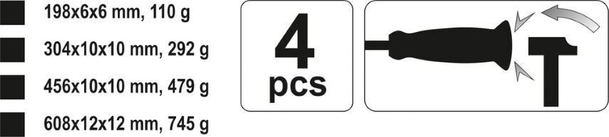 Yato yt-4730 assembly lever set 4-pc. Crowbar lever iron assembly lever