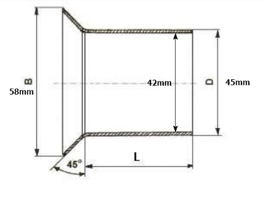 Exhaust connector sleeves flange adapter Ø 41mm/length 62mm citroen peugeot renault