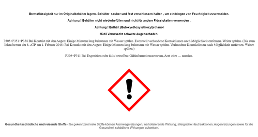 Hart Bremsflüssigkeit 1L DOT4 für VW OPEL Audi Mercedes Seat Skoda Renault Madza - Flex-Autoteile