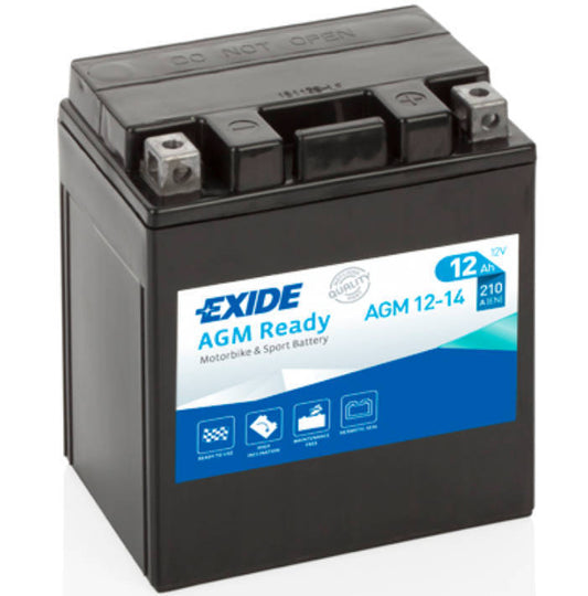 Exide AGM 12-14 Battery motorcycle battery 12V 210a 14Ah for MZ/MUZ Ducati BMW