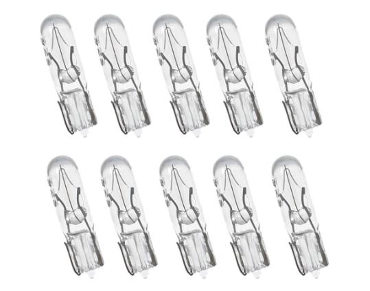 10x Glühlampe Glassockel Tachobeleuchtung Standlicht Soffitte W2x4,6d 12V 1,2W