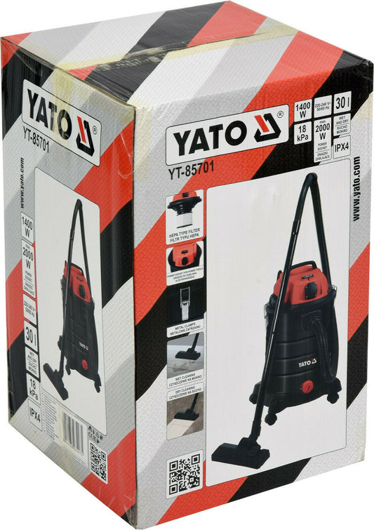 YATO YT-85701 Industriestaubsauger 30L 1400W Autostaubsauger Werksattsauger HEPA
