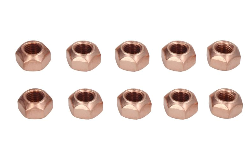 10 Kupfermutter 17 Krümmer ohne Bund M10 x 1,25 Muttern Auspuff Selbstsichernd