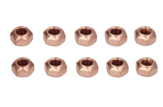 10 Kupfermutter 17 Krümmer ohne Bund M10 x 1,25 Muttern Auspuff Selbstsichernd