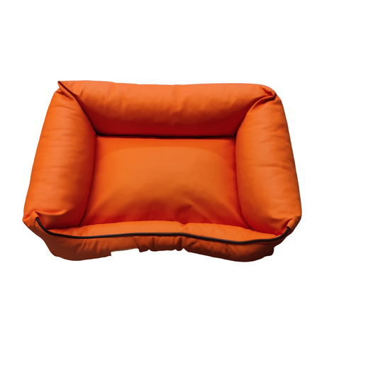 Hundebett Hundekorb Hundekissen Hundesofa Liegeplatz Kunstleder Gr. S Orange