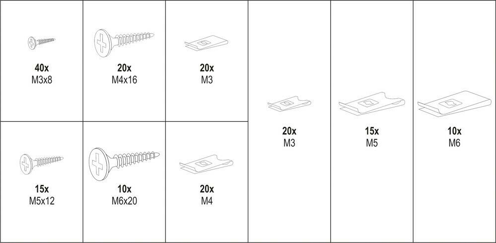 Yato yt-06780 body muttern tin tart sheet metal screws set 170 parts