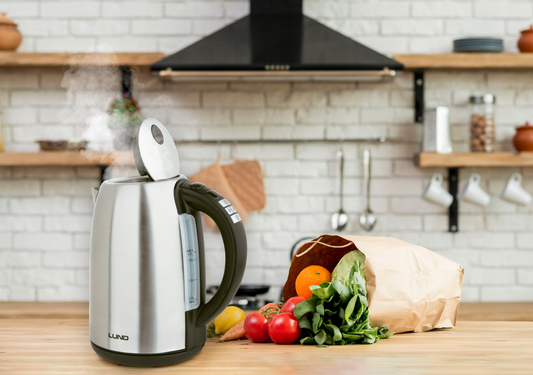 Wasserkocher 1,7L Edelstahl variable Temperatur 2200W LED Anti-Kalkfilter silber