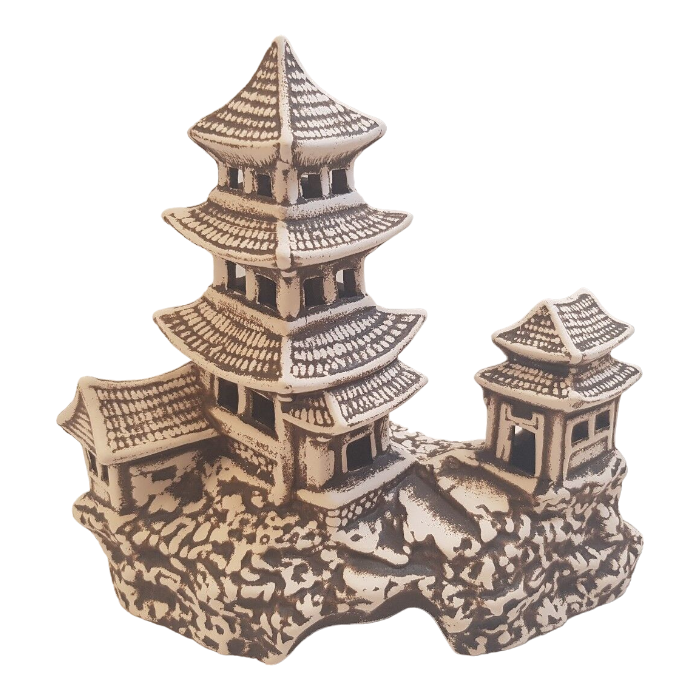 Aquarium Decoration Ceramic Clay Decoration Fish Tank Asian House H 18 cm Fish