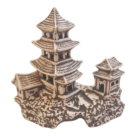 Aquarium Decoration Ceramic Clay Decoration Fish Tank Asian House H 18 cm Fish