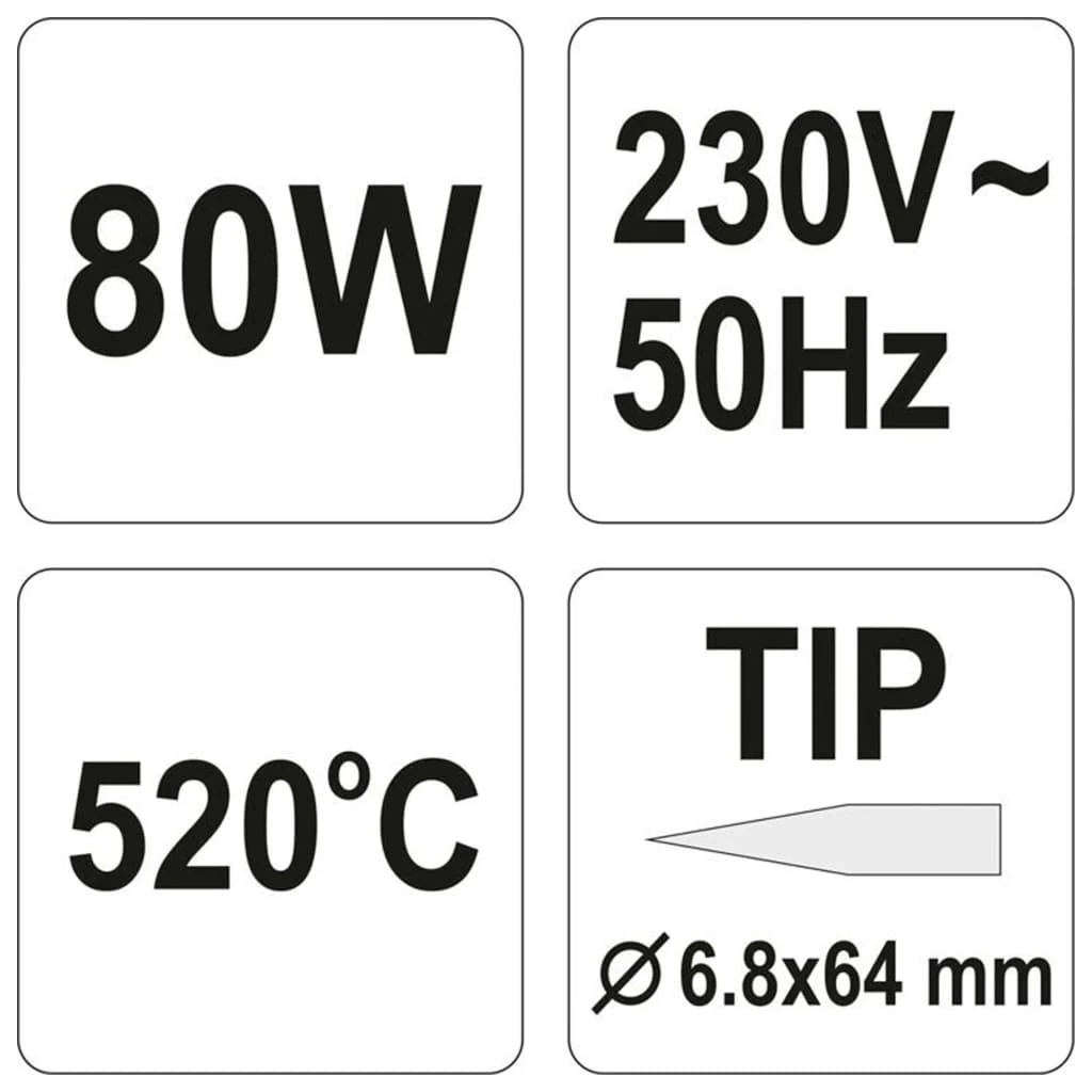 Yato YT-8273 Lötkolben 80W gerade Spitze Profi 27cm Arbeitstemperatur ca 520°C