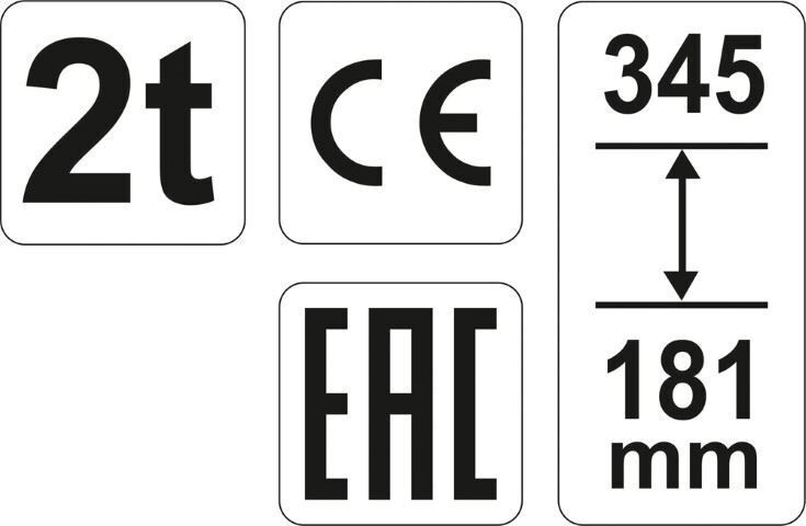 YATO YT-17000 Hydraulischer 2T Wagenheber 181-345 mm Hubbereich Stempelheber
