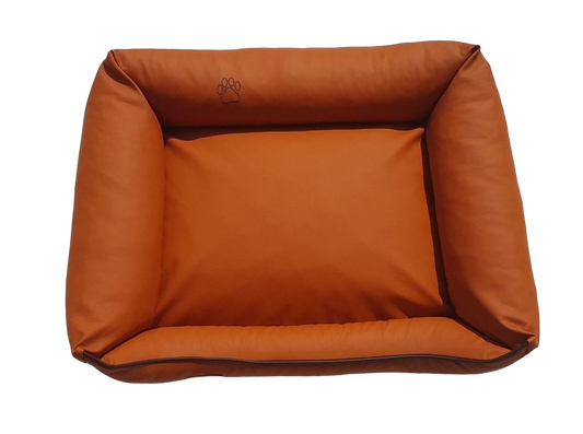 Hundebett Hundekorb Hundekissen Hundesofa Liegeplatz Kunstleder Gr. L Orange