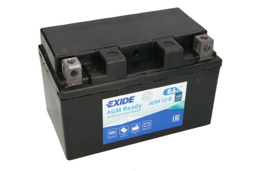 Exide Ready AGM Motorradbatterie 12V 8,6AH 145A L+ für BMW Honda KTM YTZ10S-BS