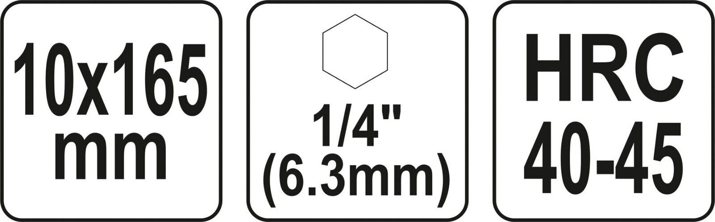 YATO YT-44680 Holzspiralbohrer 10 mm x165 mm Holzbohrer Zentrierspitze