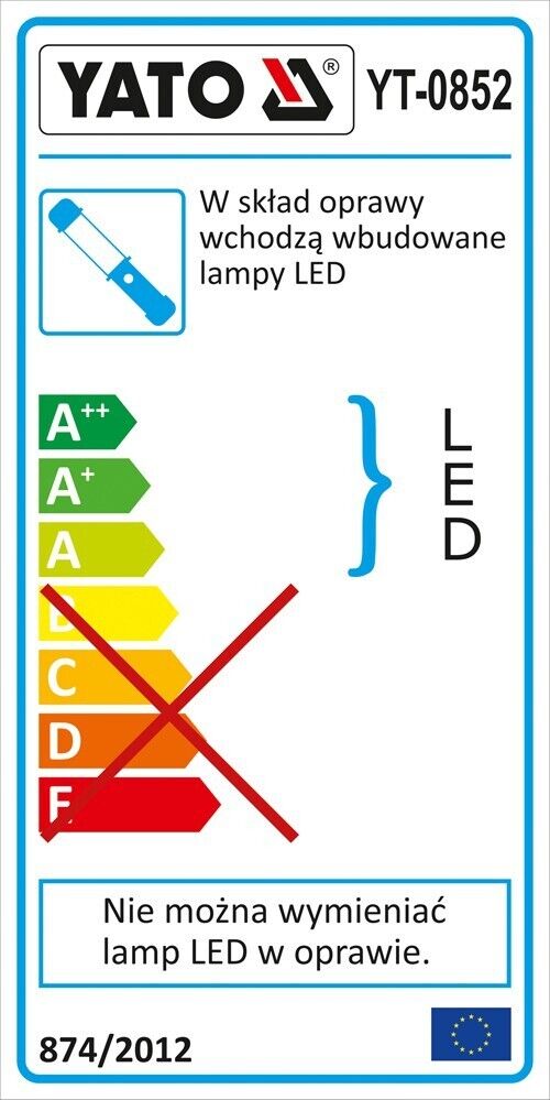 Yato Profi 60 LED Arbeitslampe Handlampe Stablampe Werkstattleuchte Magnet Akku