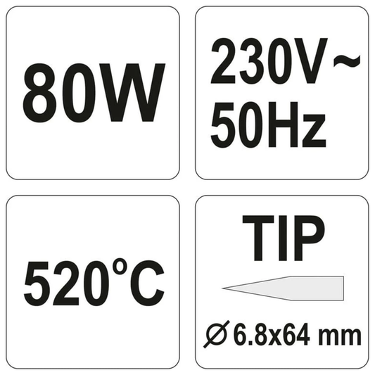 Yato YT-8273 Lötkolben 80W gerade Spitze Profi 27cm Arbeitstemperatur ca 520°C