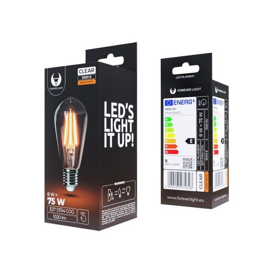 LED-Glühbirne E27 ST64 8W 3000K 1020lm COG Filament antike Edison Bernsteinbirne