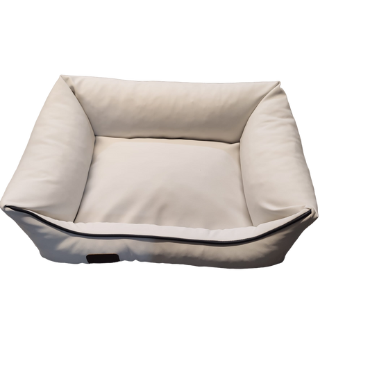 Hundebett Hundekorb Hundekissen Hundesofa Liegeplatz Kunstleder Gr. S Weiß