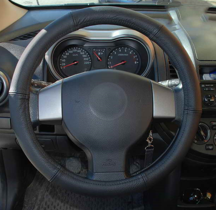 Lenkrad Bezug Hülle Schoner Schutz Schutzhülle Ø 44-46 cm Schwarz Echt Leder