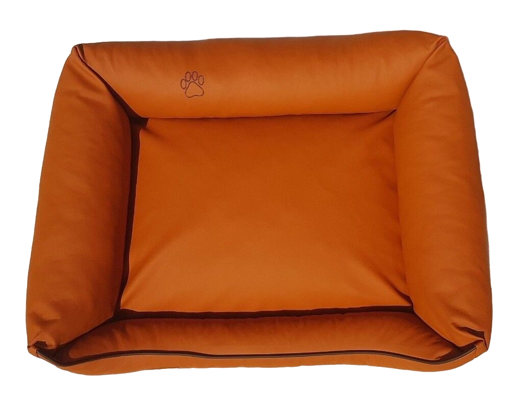 Hundebett Hundekorb Hundekissen Hundesofa Liegeplatz Kunstleder Gr. L Orange