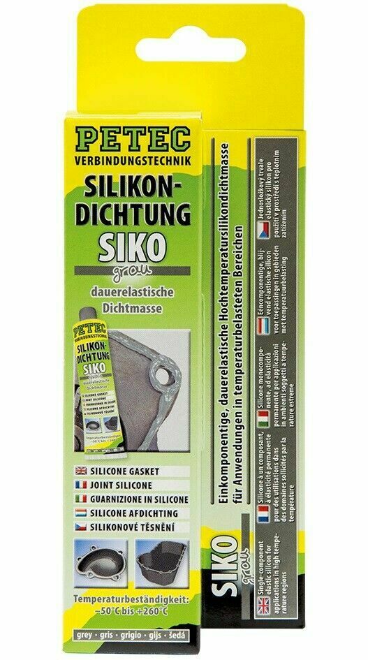 PETEC 97680 Silikondichtung SIKO grau 70ml dauerelastische Dichtmasse bis 260°C