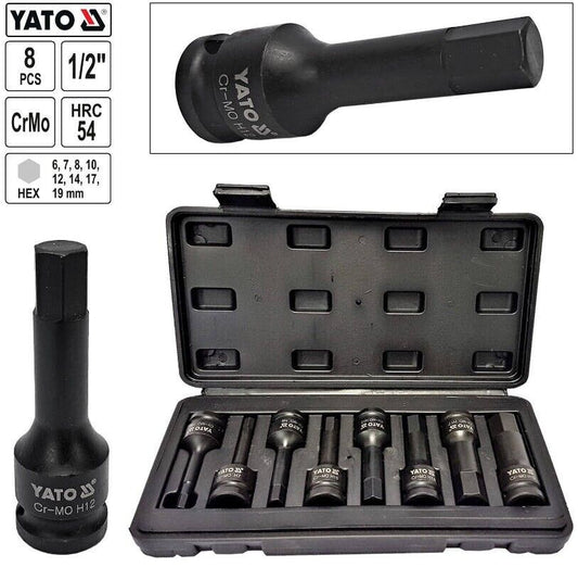 Yato Schlagschrauber Nusssatz Nusskoffer Innen- Sechskant Steckschlüssel 8tlg.