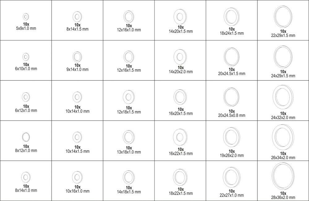 300 pcs Copper Washers Copper Rings Sealing Rings Assortment Copper Washers