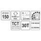 Kreissägeblatt Holzsäge 150x20x2,8x2mm 30T TCT Sägeblatt Scheibe 10000mi