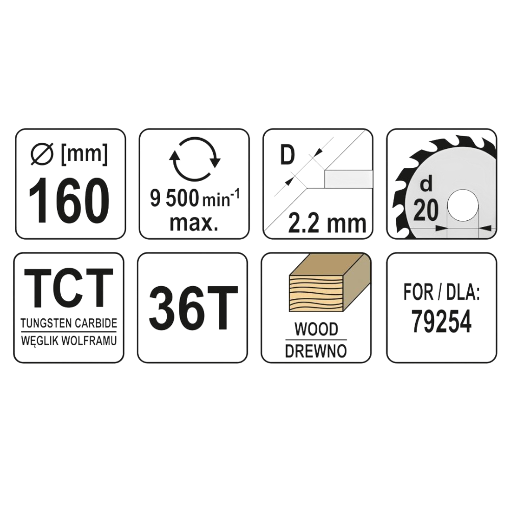 Kreissägeblatt HM 160mm x 36T x 2,2/ 1,5 x 20mm Sägeblatt Holztrennscheibe TCT