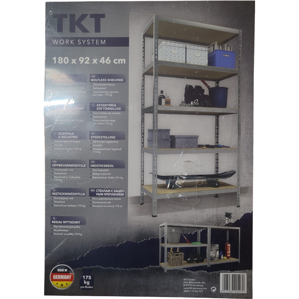 Schwerlast-Steck-Regal 5 Holzböden Fächer 175kg Werkstatt Keller Lager 180x92x46