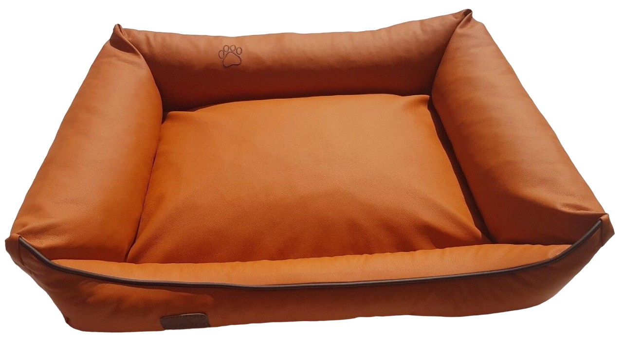 Hundebett Hundekorb Hundekissen Hundesofa Liegeplatz Kunstleder Gr. XL Orange