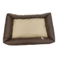 Hundebett Hundekorb Hundekissen Hundesofa Liegeplatz Kunstleder XXL Braun-Beige