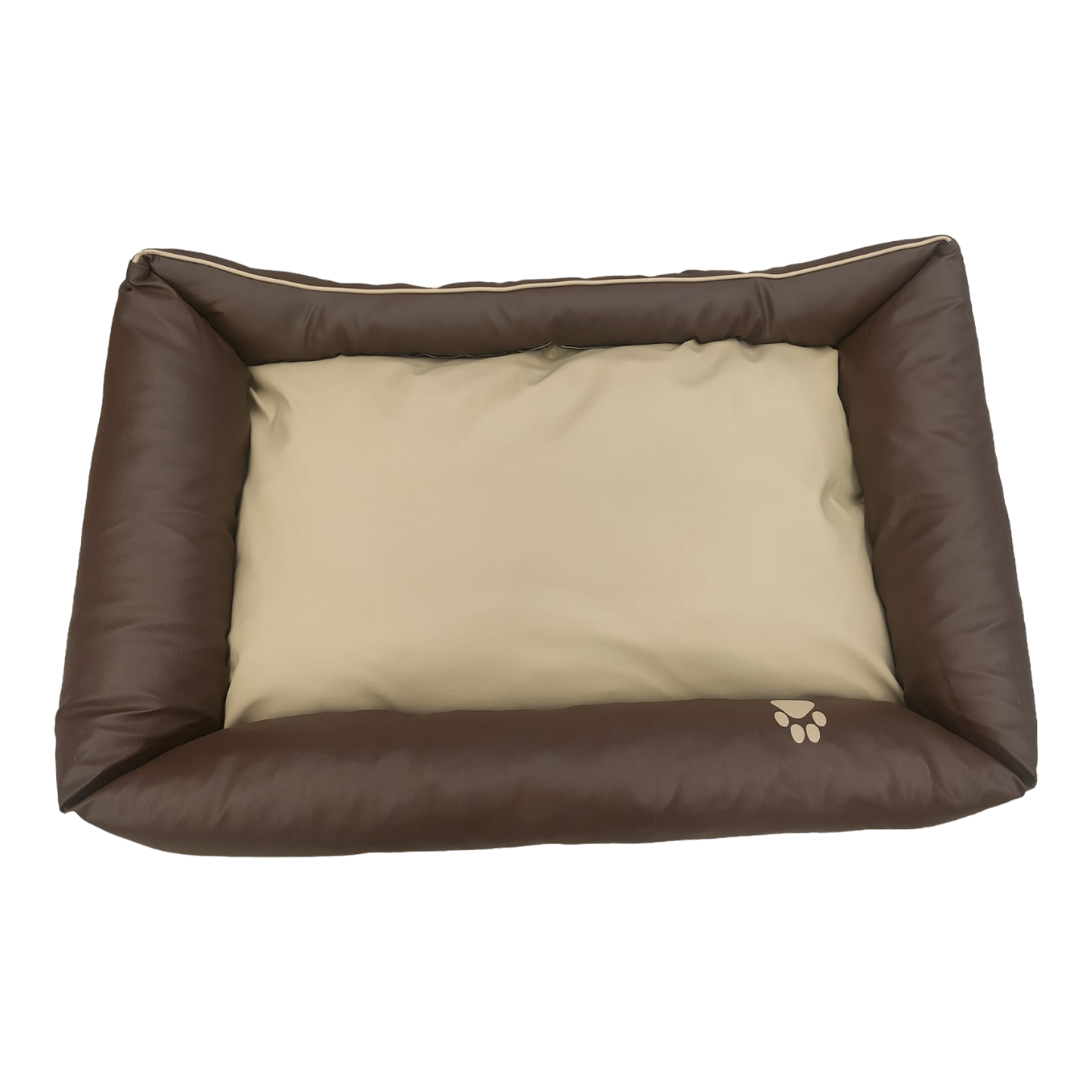 Hundebett Hundekorb Hundekissen Hundesofa Liegeplatz Kunstleder XXL Braun-Beige