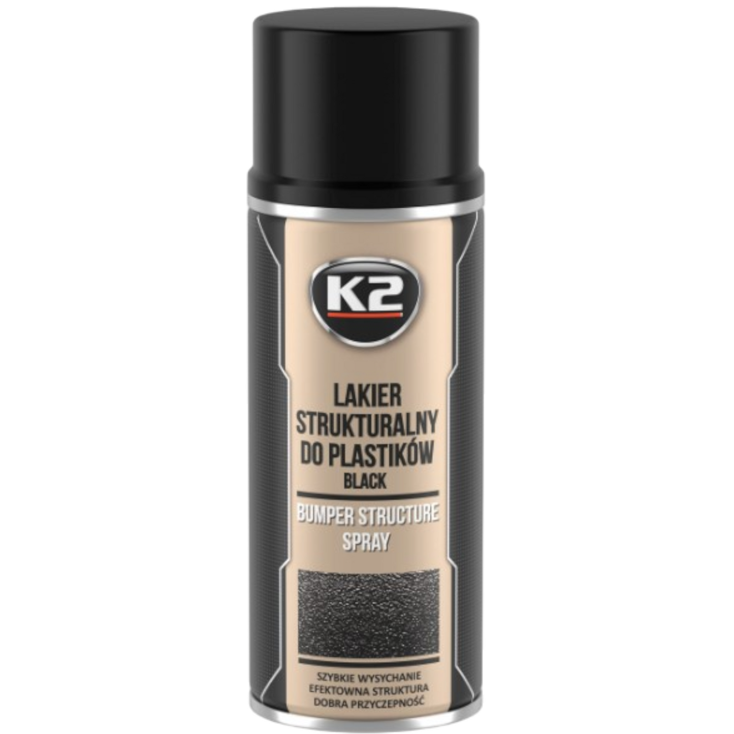 K2 Kunststofflack Bumper 400ml Spray schwarz für Stoßstange L345 Struckturlack